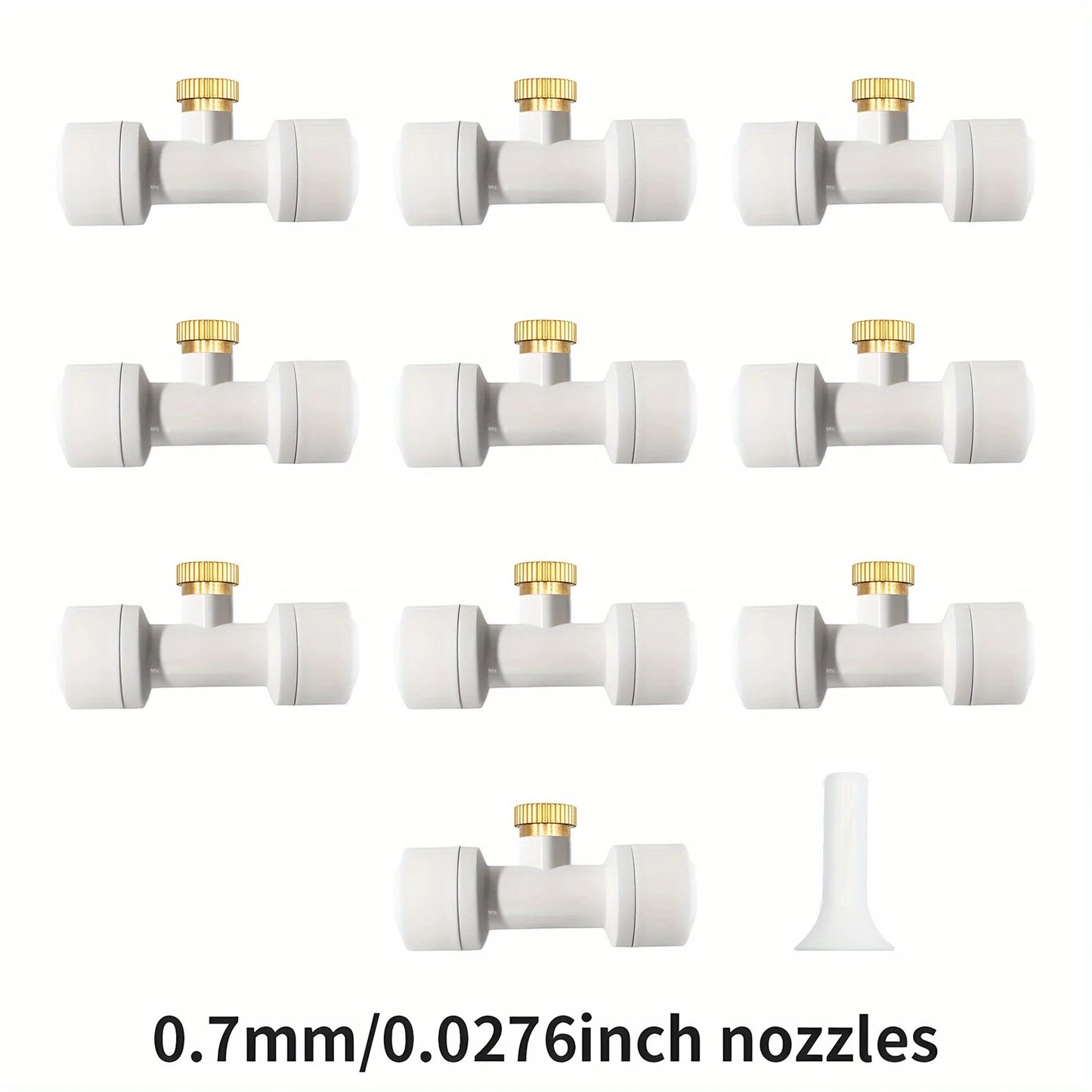 10Pcs lot Misting Fog Nozzles with Quick Access Tee Connector Garden Landscaping Irrigation Sprayers Peaceful Pleasures Health and Wellness 10pcs 0.7mm white