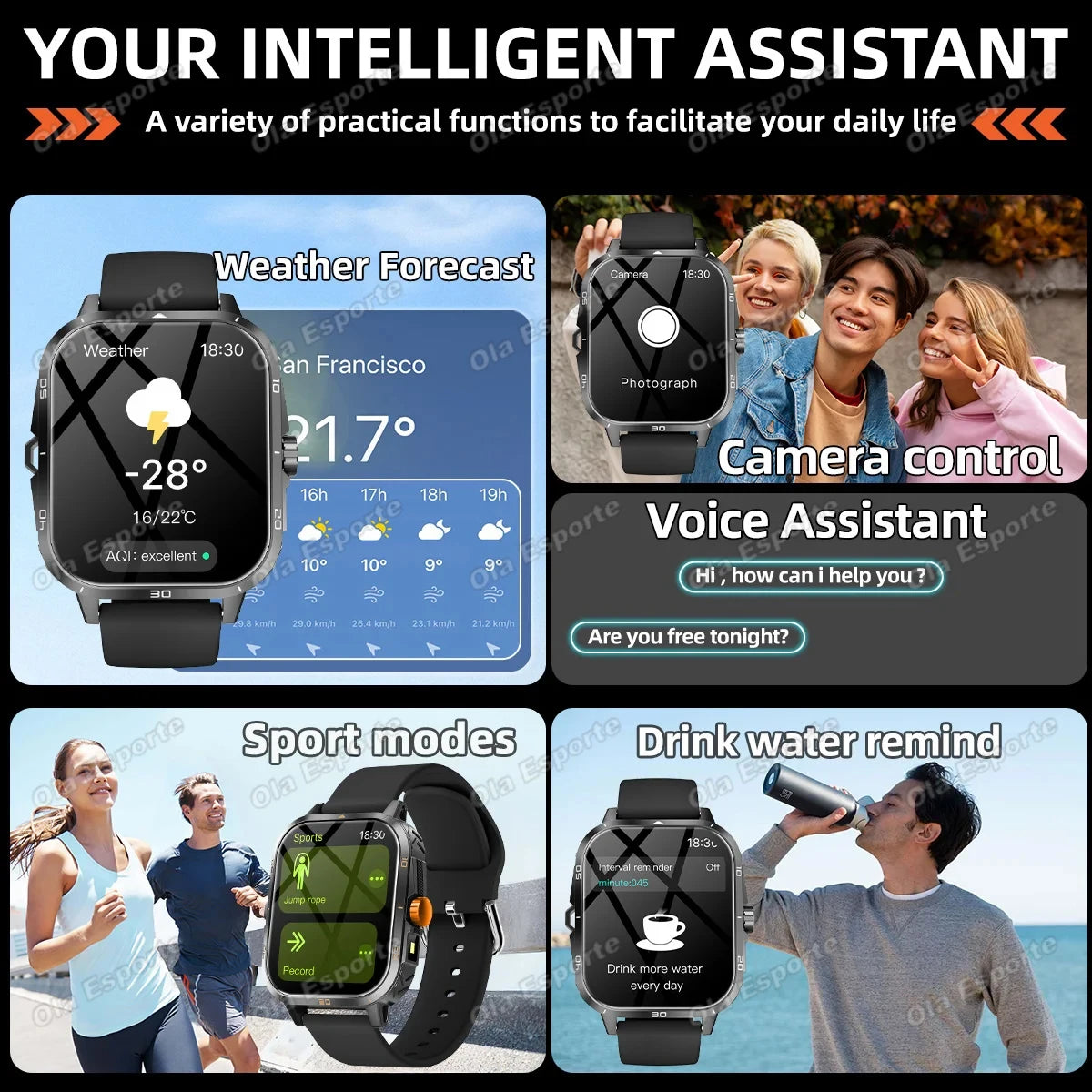 2026 New Smartwatch Bluetooth Wireless Call Alarm Multi-Sports Hiking Remote Camera Music Weather Games for Gifts Man Woman Ht30 Peaceful Pleasures Health and Wellness