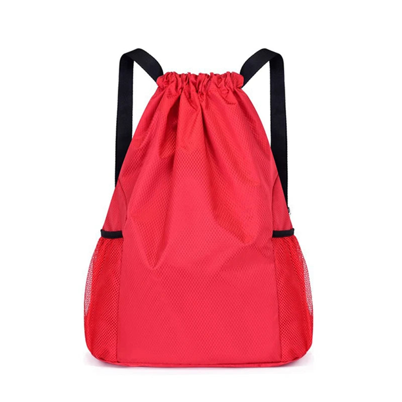 Backpacks Women Men Large Capacity Bundle Pocket Drawstring Bag For Unisex Sports Casual Backpack Solid Color Travel Bags Peaceful Pleasures Health and Wellness Red L