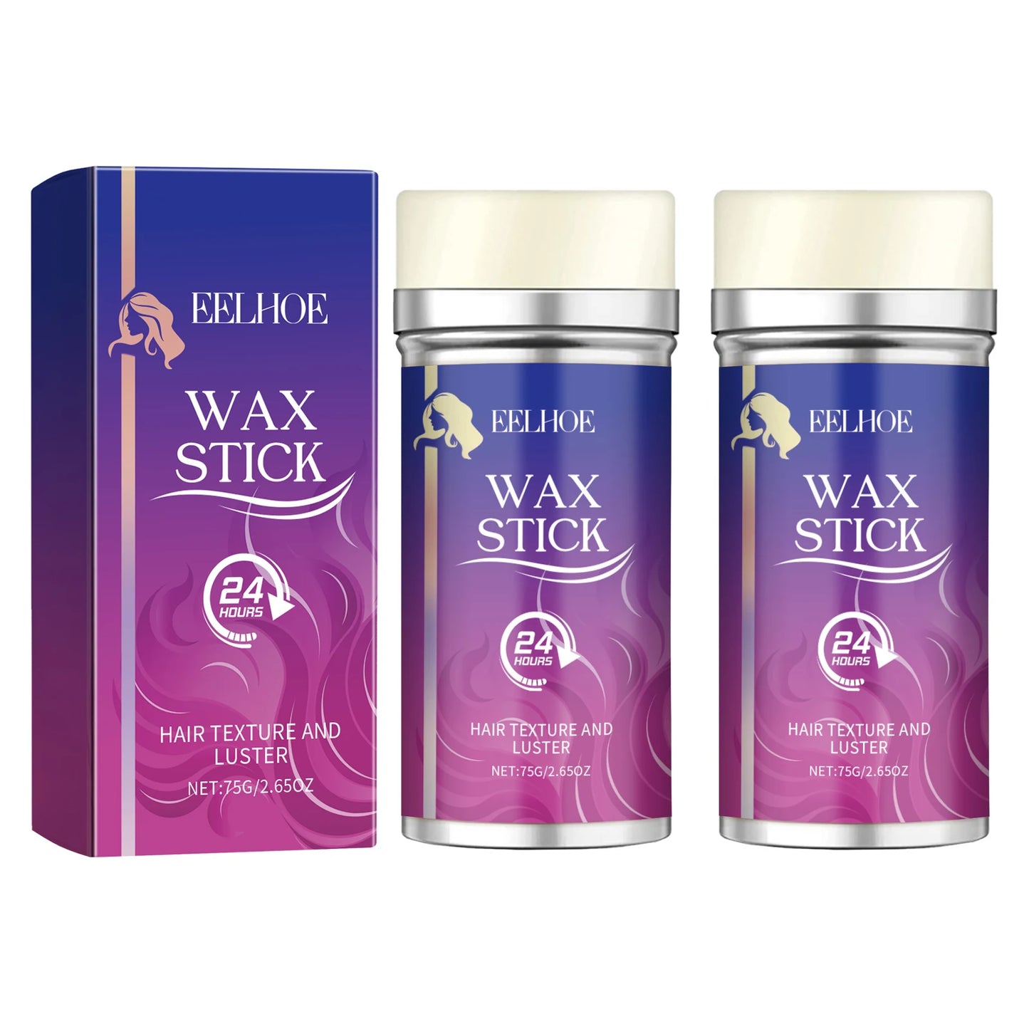 EELHOE Hair Wax Stick Anti-Frizz Strong Hold Styling 75g Hair Wax Stick Peaceful Pleasures Health and Wellness 2 X 75g Boxed