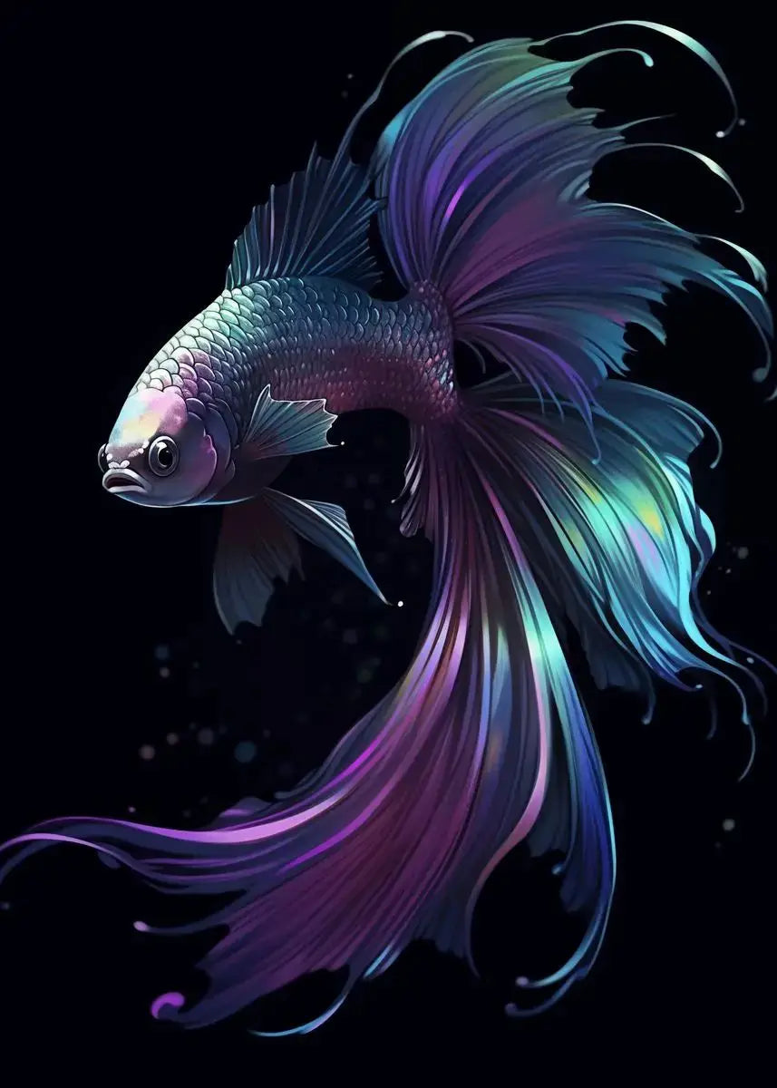 Tropical Fish Canvas Wall Art | Betta Goldfish Rainbow Fish Print