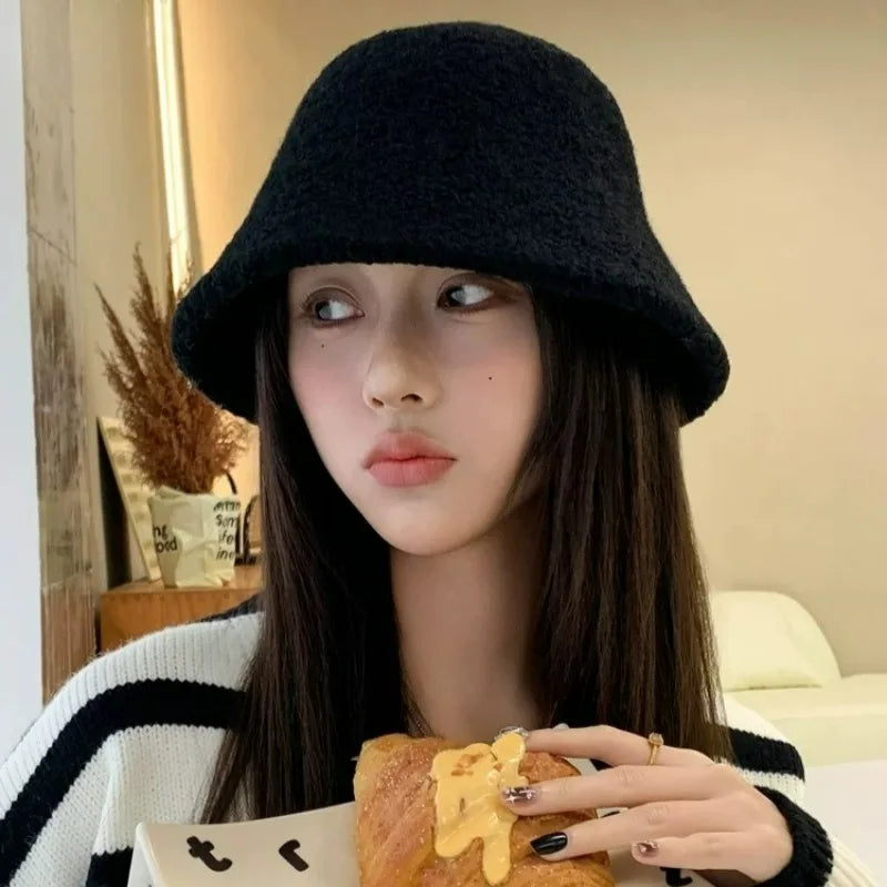 Women's Winter Wool Bucket Hat – Warm Dome Cap One Size