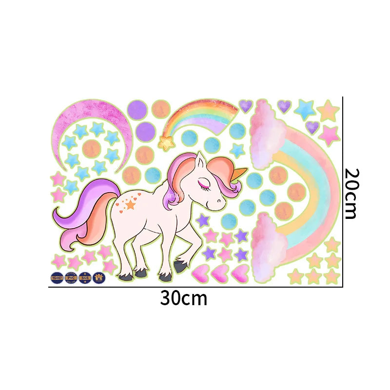Unicorn Stars Luminous Wall Sticker Baby Kids Room Decoration Decals Bedroom Background Decor Glow in The Dark Wall Paper Decor Peaceful Pleasures Health and Wellness
