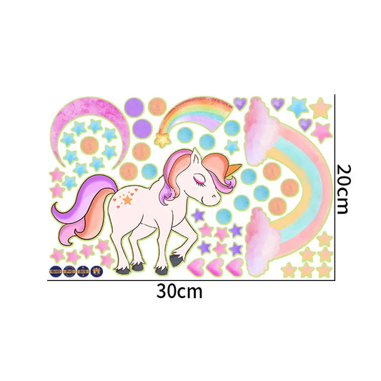 Unicorn Stars Luminous Wall Sticker Baby Kids Room Decoration Decals Bedroom Background Decor Glow in The Dark Wall Paper Decor Peaceful Pleasures Health and Wellness