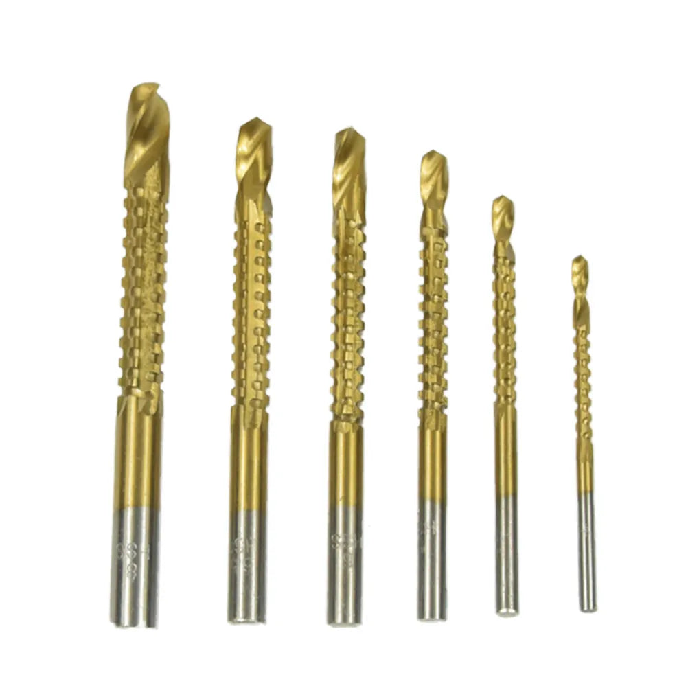 6Pcs Super-Hard Stainless Steel Spiral Drill Bits High-Speed for Metal Drilling Electric Drill Accessories Durable Golden Set Peaceful Pleasures Health and Wellness