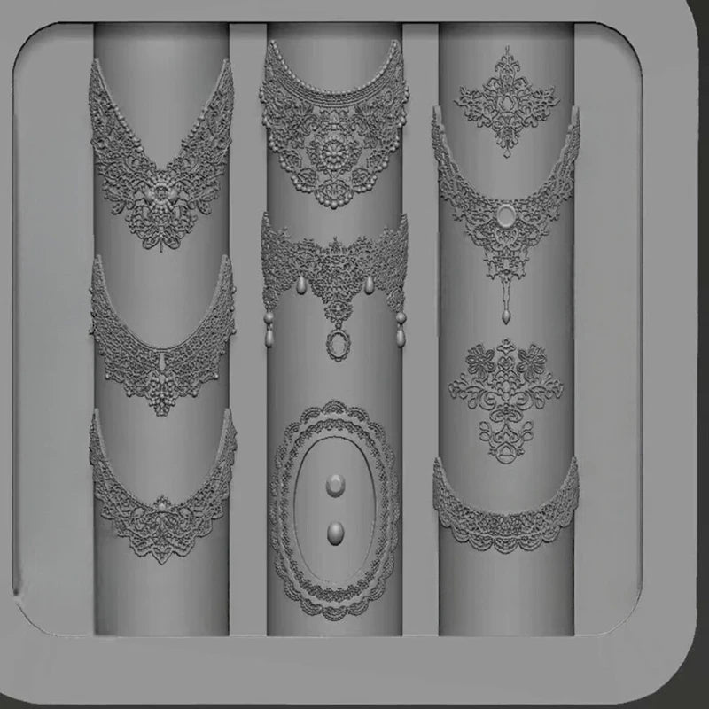 Transparent Lace Nail Mold For Women, Silicone Embossed Design Lace Nail Stencil Professional Manicure Mold DIY Crafts Daily Use Peaceful Pleasures Health and Wellness