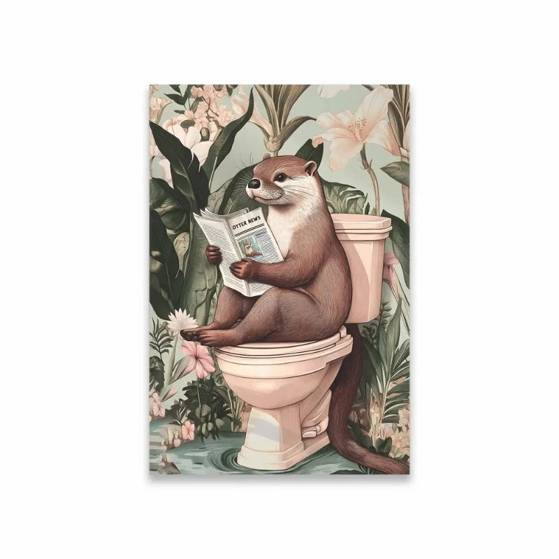 Funny Animal Bathroom Canvas Wall Art | Zebra Giraffe Tiger