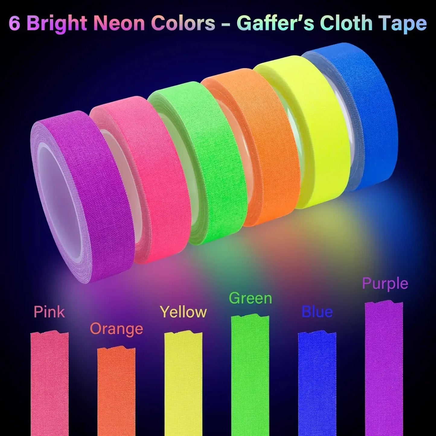 6-Color Fluorescent Tape Set – Crafts, Party & Classroom