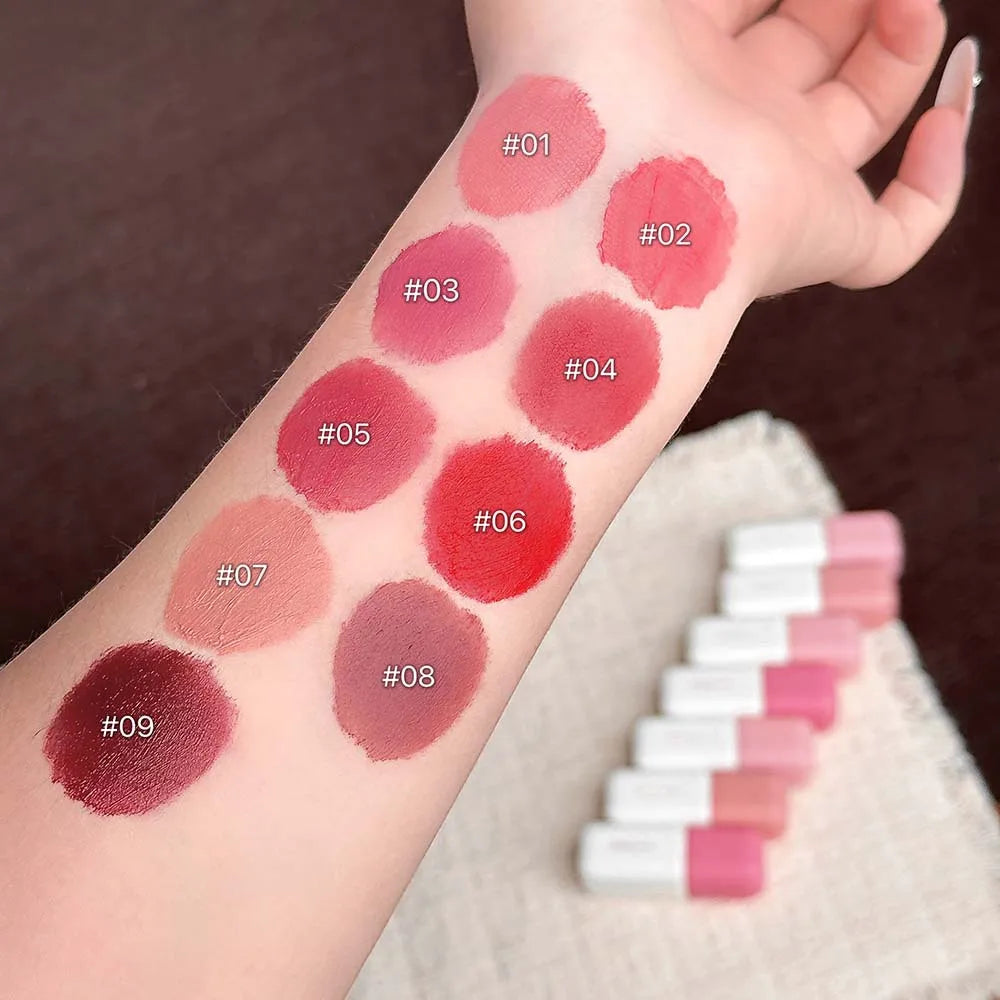 9-Color Matte Velvet Lip Tint | Korean Moisturizing Lip Glaze