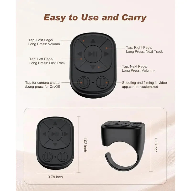 Bluetooth Ring Remote – Page Turner, Shutter & Scroll Control Peaceful Pleasures Health and Wellness