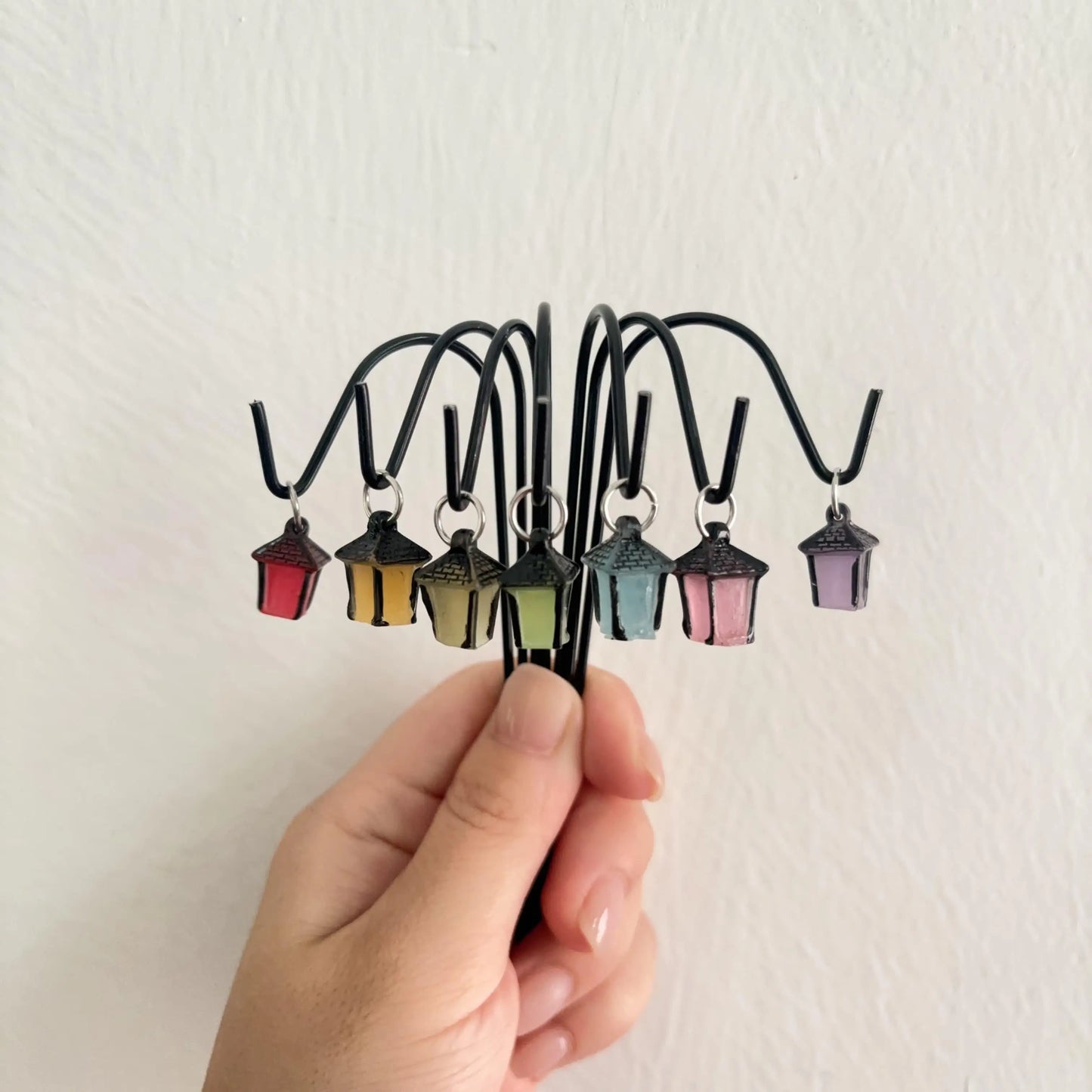 4-Pack Lanterns with Iron Hooks, Luminous Garden Stakes, Solar-Powered Resin Fairy Miniature Models with Colorful Lanterns, Rural Outdoor Decorations Suitable for Halloween Indoor Tabletop Displays and Crafts, Solar-Powered O Peaceful Pleasures Health and Wellness