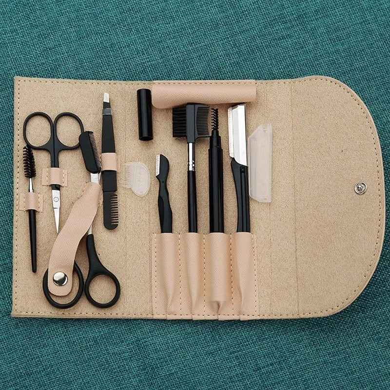 8Pcs Stainless Eyebrow Grooming Kit Storage Bag 7/8in1 Professional Tweezer Set Precision Tweezers Eyebrow Comb Peaceful Pleasures Health and Wellness