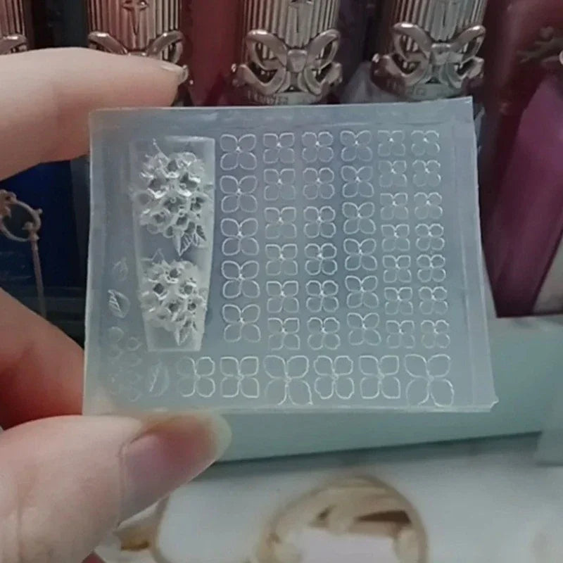 Hydrangea 3D Nail Art Carving Mold Silicone Petal Soft Stamping Plates High Transparency DIY Design Manicure Decor Tools Peaceful Pleasures Health and Wellness