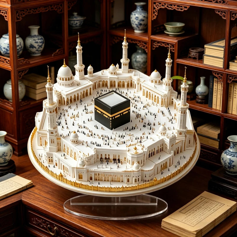 1pc Desktop Decoration White Mosque Print Centerpiece Acrylic Flat Ornament for Home & Eid Decor Peaceful Pleasures Health and Wellness