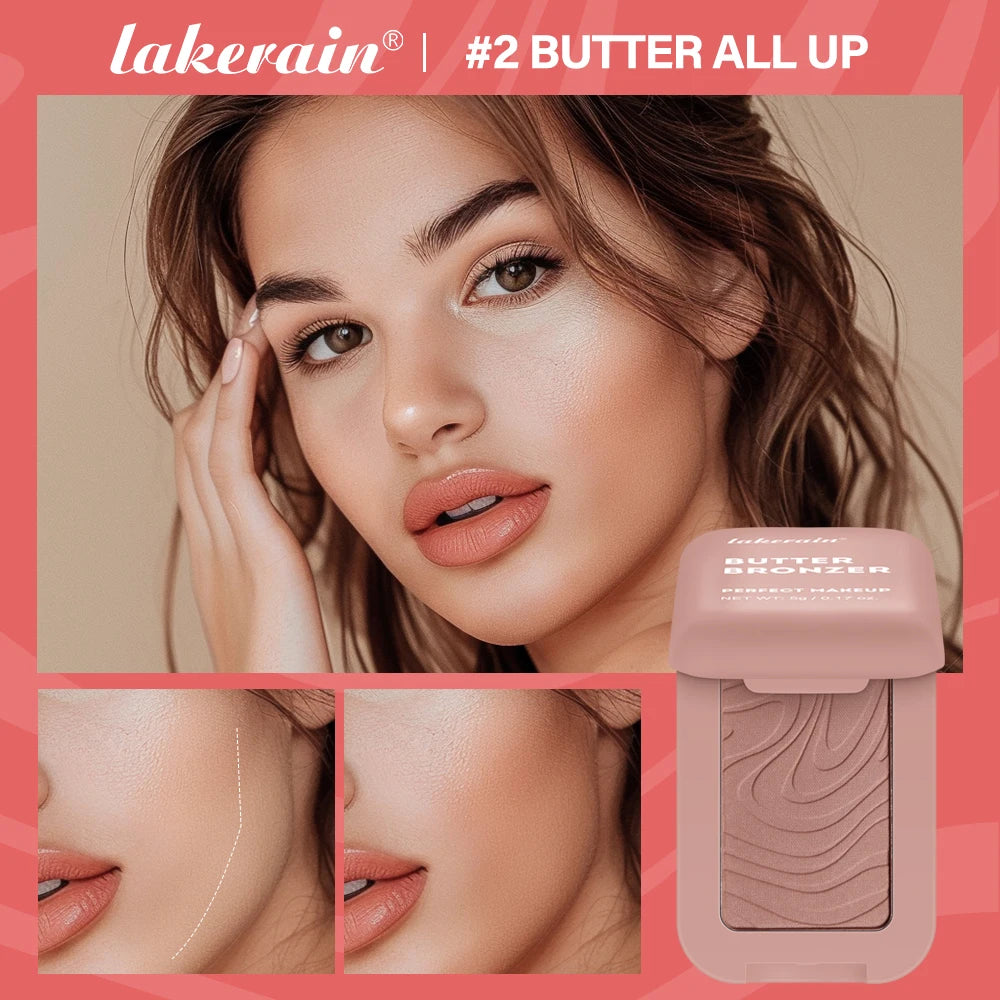 Lakerain Butter Bronzer Cream Women Waterproof Genteel Girl Nude Makeup Silky Shimmer Monochrome Blush Korean Face Cosmetics Peaceful Pleasures Health and Wellness