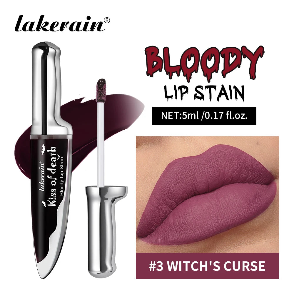 Lakerain Fake Bloody Lip Stain Gel-like Waterproof Spill-proof Long Lasting Matte Lip Tinting Halloween Party Lip Cosmetics Peaceful Pleasures Health and Wellness WITCHS CURSE