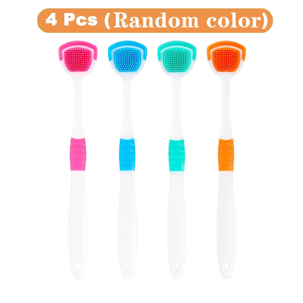 Vaclav 1Pc/4Pcs/8Pcs Silicone Tongue Scraper For Oral Hygiene,Tongue Cleaner Scraper For Oral Care,Tongue Brush Food Debris Clea Peaceful Pleasures Health and Wellness 4Pcs(Random color)