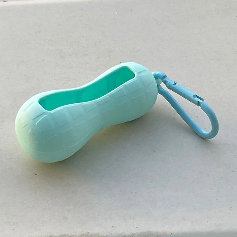 Bow Candy Peanut Shape Silicone Lipstick Cover Keychains Portable Solid Color Lipstick Storage Bag Light Weight Lip Balm Holder Peaceful Pleasures Health and Wellness B Cyan