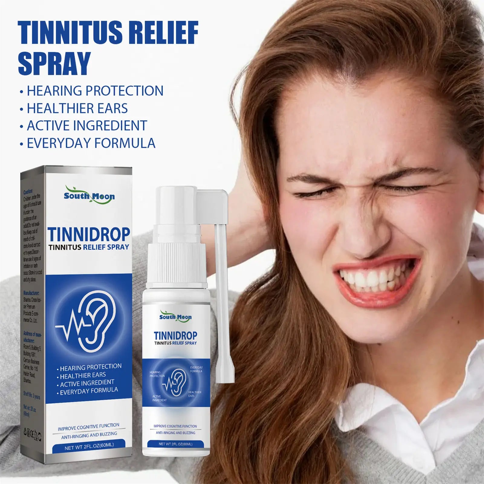 60ml Tinnitus Relief Spray Quick Dry Formula Ear Cleaning Solution Gift for Parents Wife Husband Peaceful Pleasures Health and Wellness
