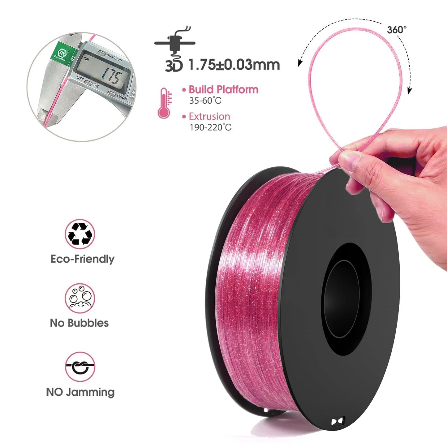DINGSUN PETG Filament 1.75mm Transparent Gradient | 250g–1kg