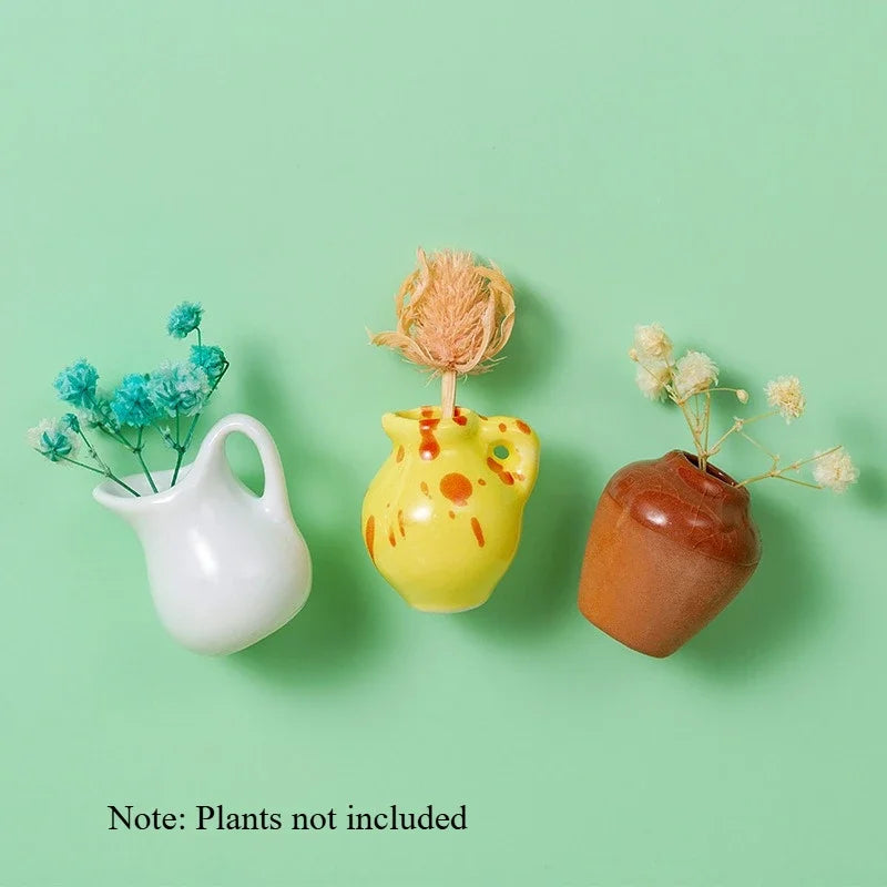 3D Mini Ceramic Vase Fridge Magnets | Cute Kitchen Decor
