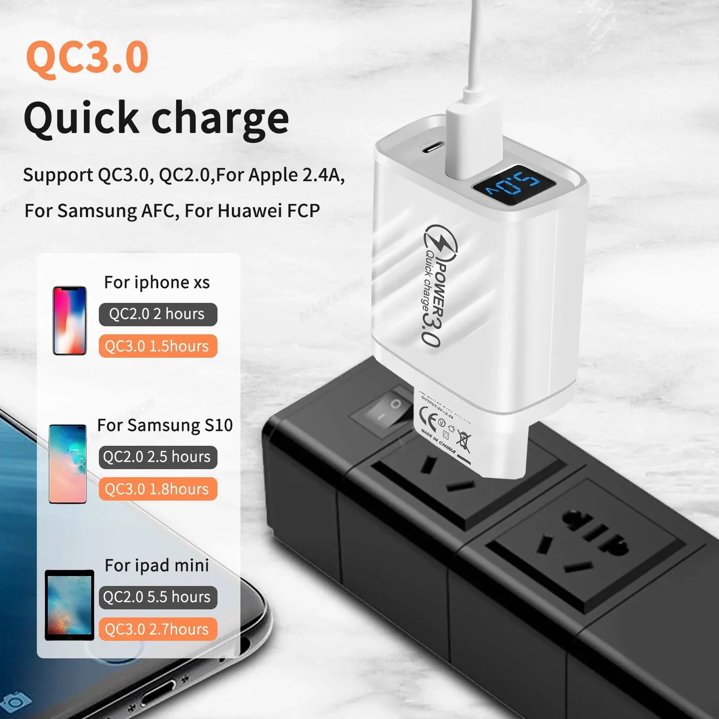 PD 20W USB-C Fast Charger QC 3.0 | iPhone Samsung Xiaomi