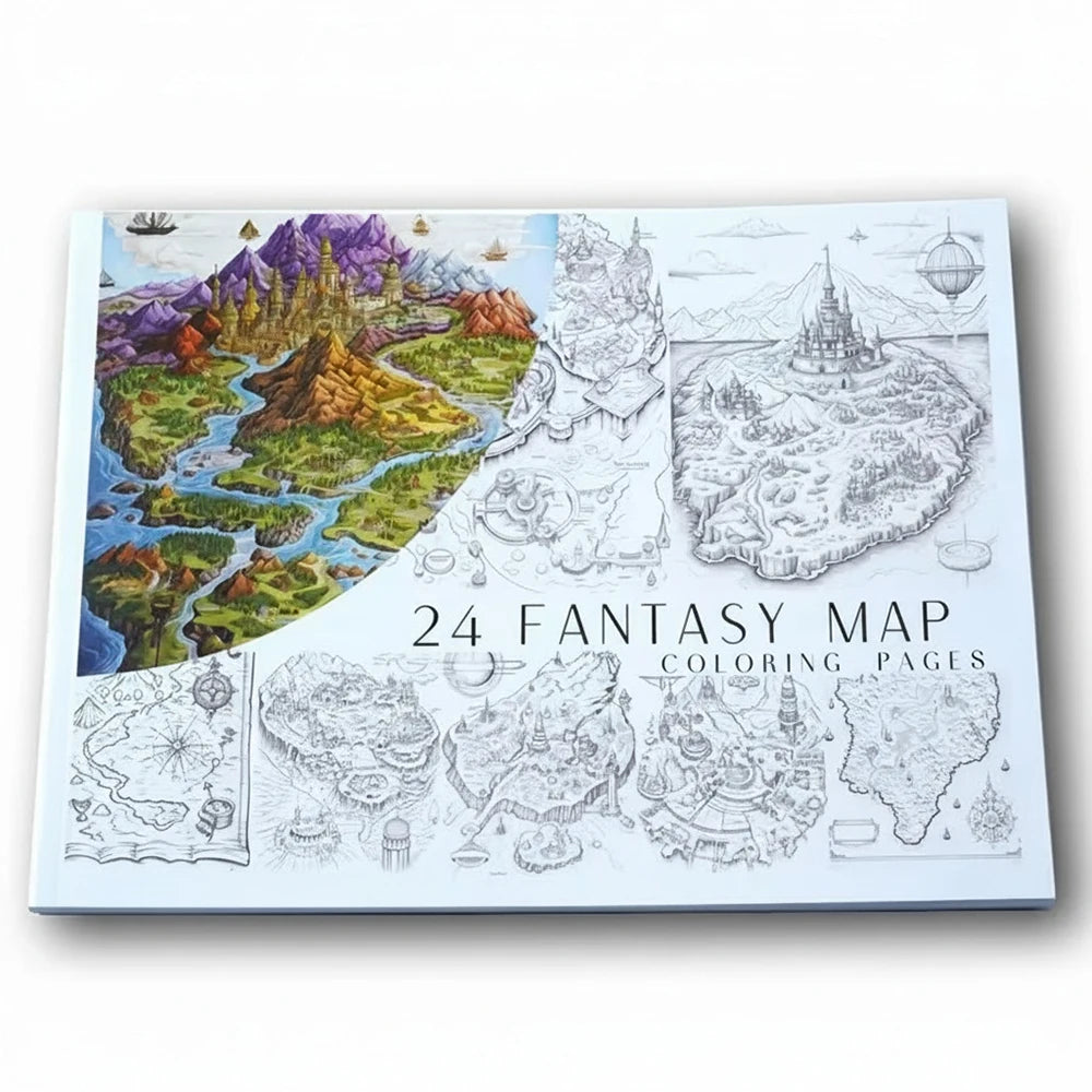 A4 Fantasy Map Coloring Book Adult Stress Relief Drawing Graffiti