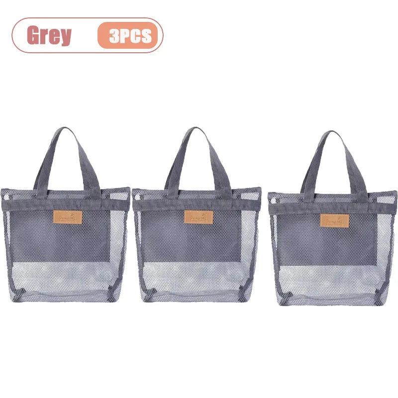 Travel Beach Tote Bag with Mesh Pockets – Swim & Gym Organizer