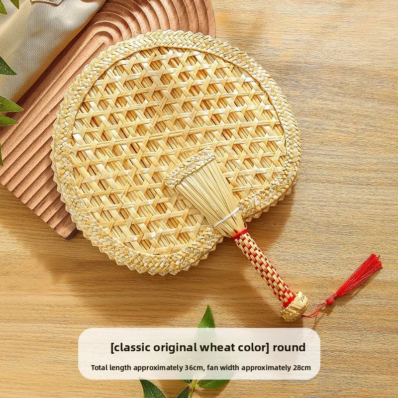 1pc Chinese Hand Woven DIY Home Decoration Heat Dissipation Bedroom Living Room Summer Cooling Weaving Hand Fan Peaceful Pleasures Health and Wellness