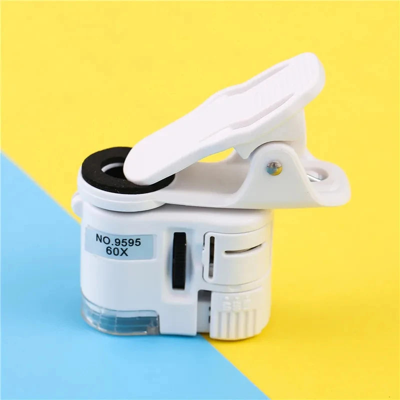 60X UV LED Dual Light Pocket Microscope Magnifying Glass Adjustable Focus with Cell Phone Clip for Jewelry Repair Peaceful Pleasures Health and Wellness