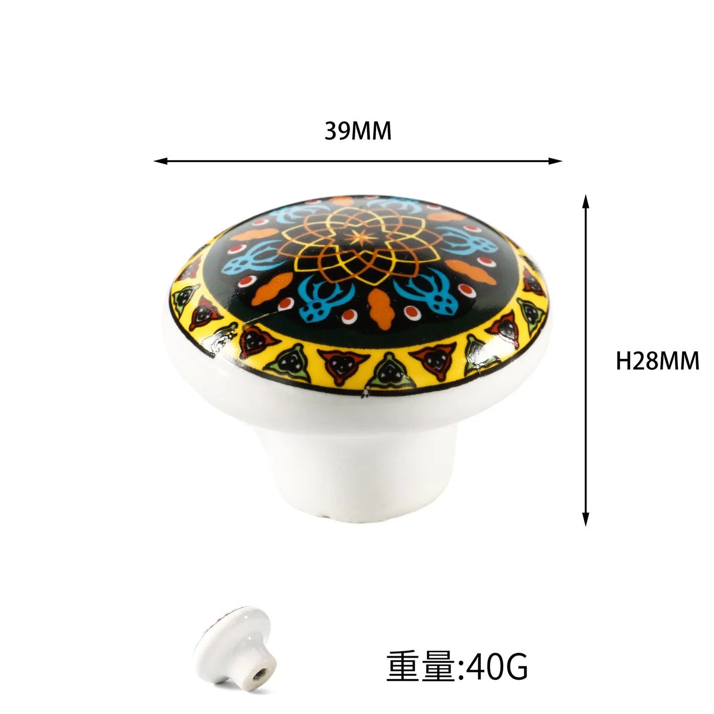 Bohemian Ceramic Cabinet Knob | Antique Finish Drawer Pull
