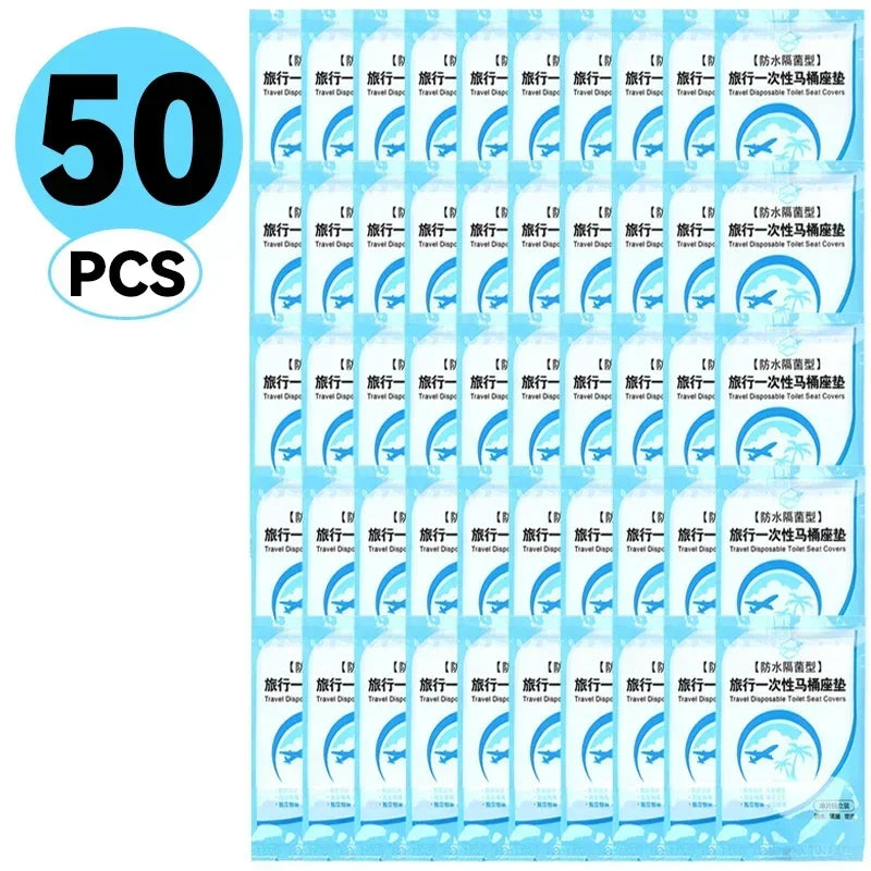 Disposable Toilet Seat Covers – Waterproof PE, Eco-Friendly 50pk