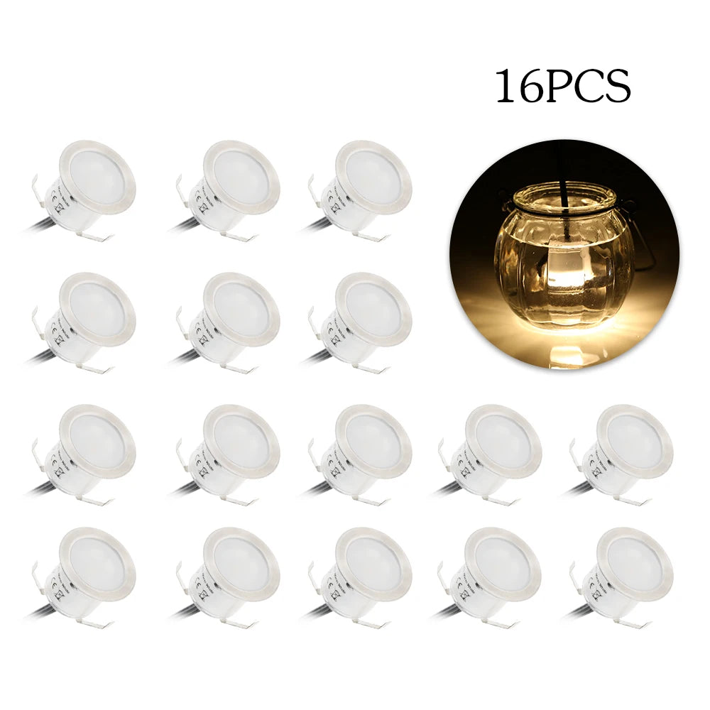 16PCS 0.6W High Bright Recessed LED Deck Light Water Resistance IP67 In Ground Outdoor Landscape LED Lighting Peaceful Pleasures Health and Wellness