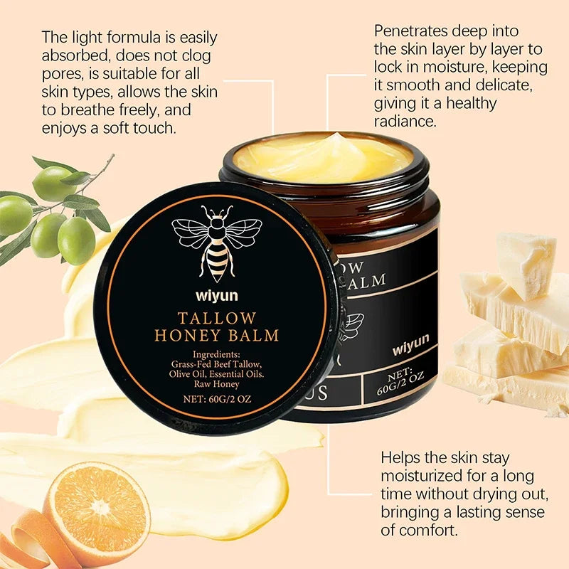 1/3/5pcs Beef Tallow Honey Cream Brand Facial Care Moisturizing Smooth Skin Light Non-greasy Cream Gentle Hydrating Moisturizer Peaceful Pleasures Health and Wellness