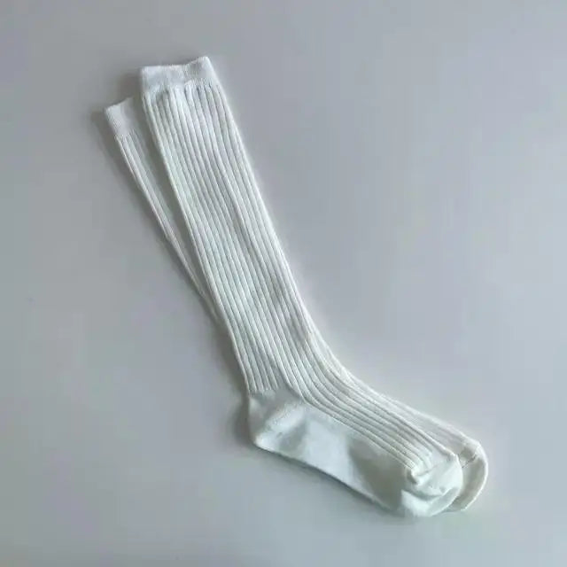 Knitting Cotton Long Socks Women Stockings Autumn Winter Warm Thigh High Stockings Ladies Girls Fashion Solid Knee Socks Women Peaceful Pleasures Health and Wellness One Size white