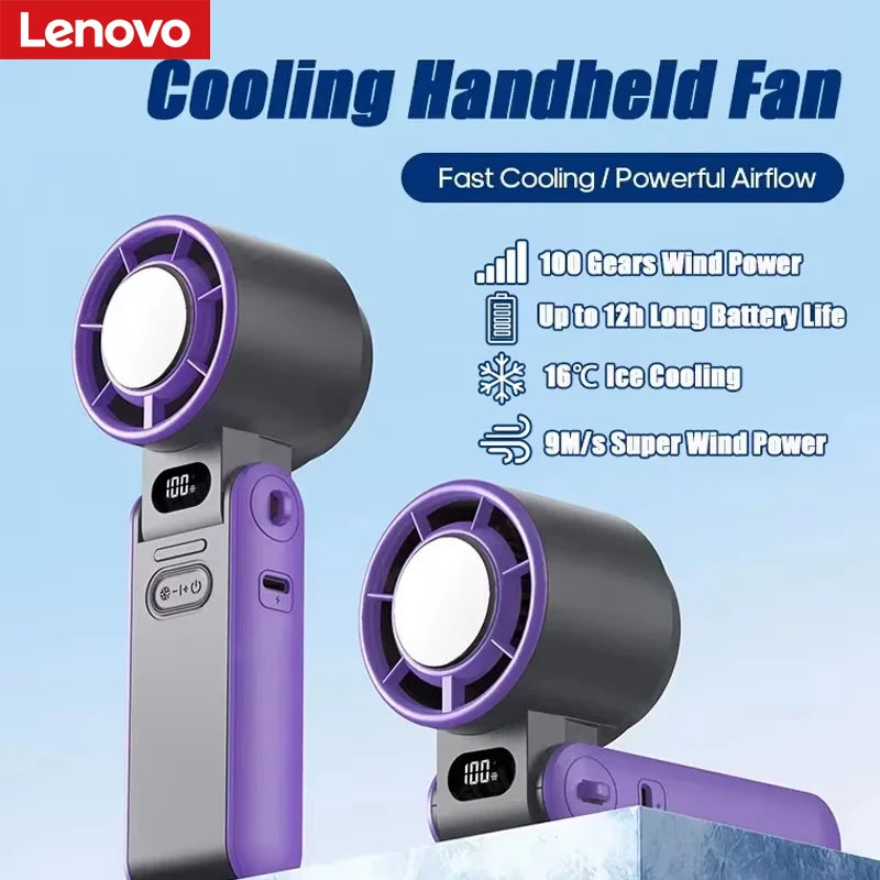 Lenovo Air Cooling Turbo Fan Mini Handheld Foldable USB Rechargeable 3600mAh 100 Wind Speeds Adjustable Outdoor With Lanyard Peaceful Pleasures Health and Wellness