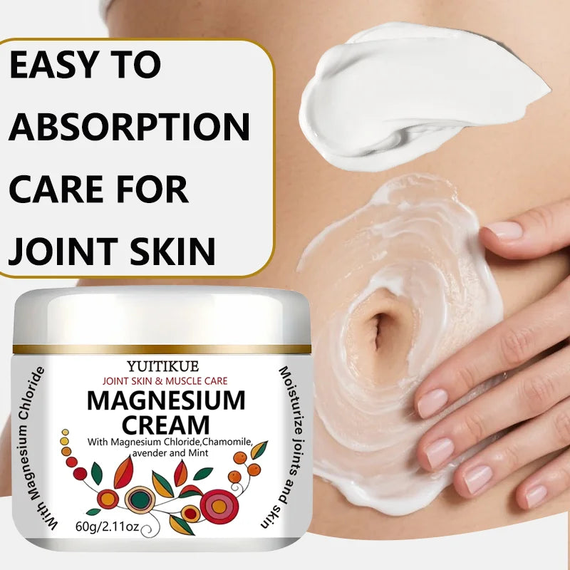 Yuitikue Magnesium Cream, 60g Joint Skin & Muscle Care Cream with Magnesium Chloride, Chamomile, Lavender & Mint Peaceful Pleasures Health and Wellness