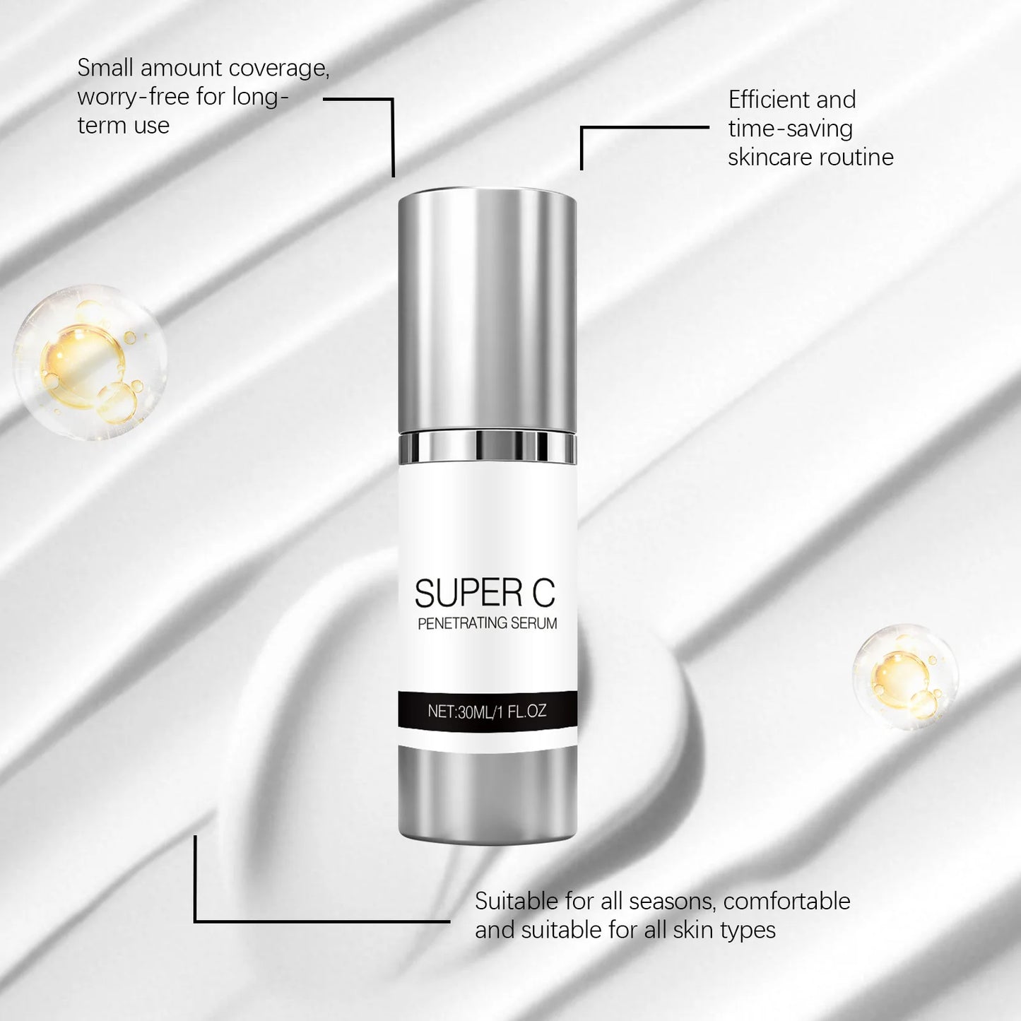 Vitamin C Facial Serum Mild Moisturize Deep Penetrating Improve Fine Line Relief Rough Strengthen Skin Barrier Skincare Essence Peaceful Pleasures Health and Wellness