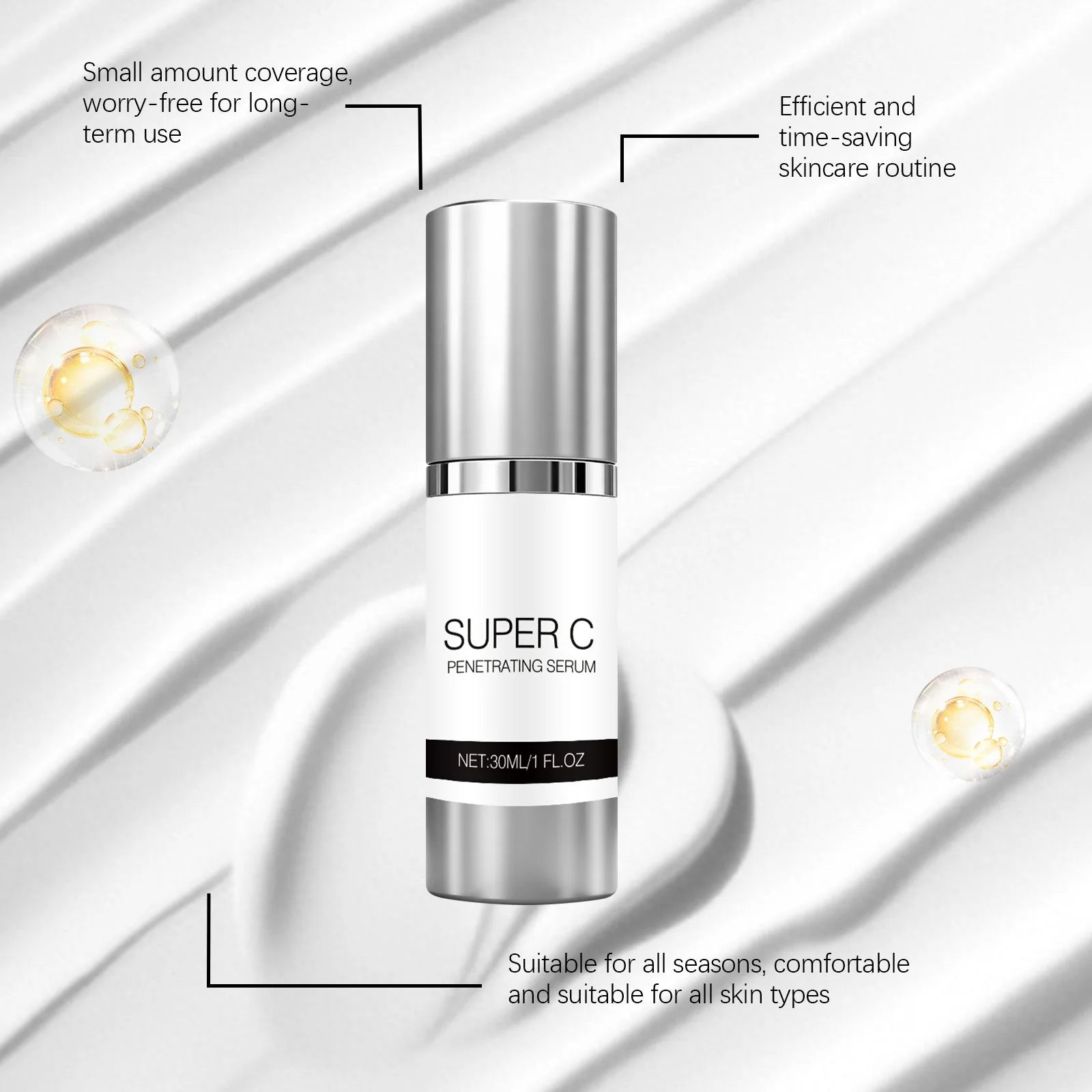 Vitamin C Facial Serum Mild Moisturize Deep Penetrating Improve Fine Line Relief Rough Strengthen Skin Barrier Skincare Essence Peaceful Pleasures Health and Wellness