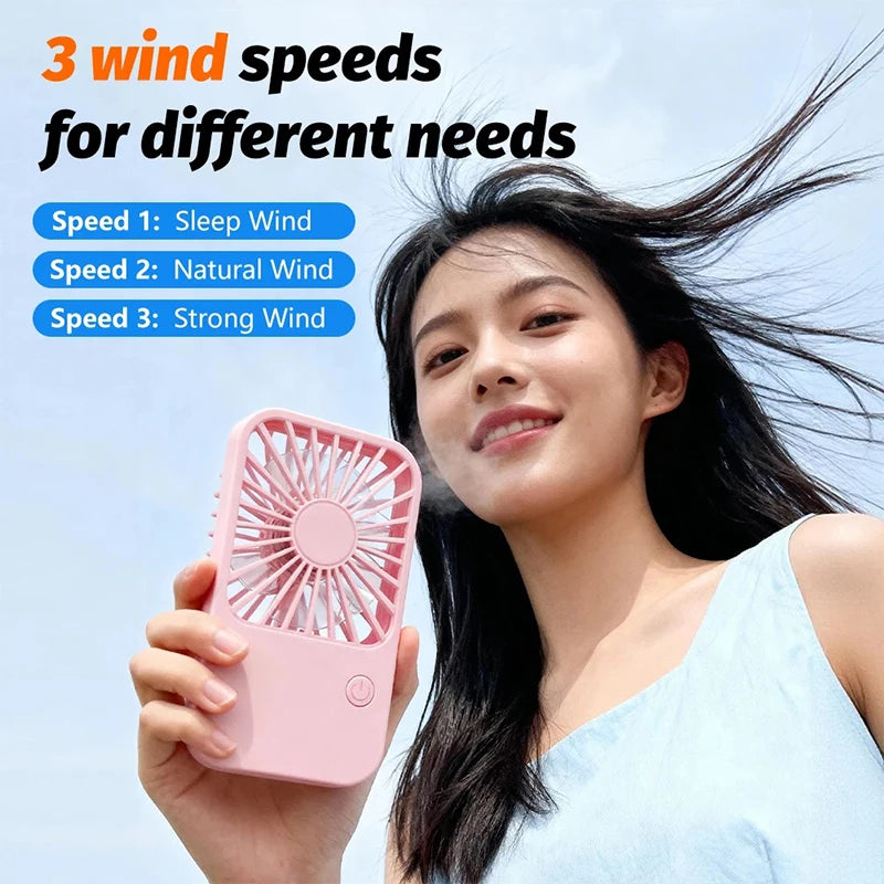  Ultra Thin Portable Pocket Fan USB Rechargeable 3-Speed Adjustable Handheld Fans With Stand 2-in-1 Desk Fan For Outdoor Travel Peaceful Pleasures Health and Wellness