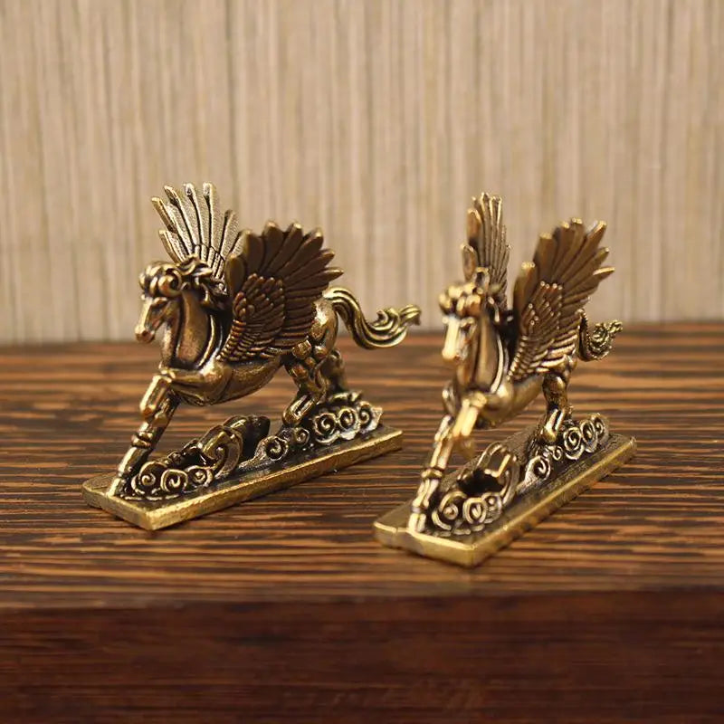 Brass Feng Shui Zodiac Horse Statue – Good Luck Desktop Decor