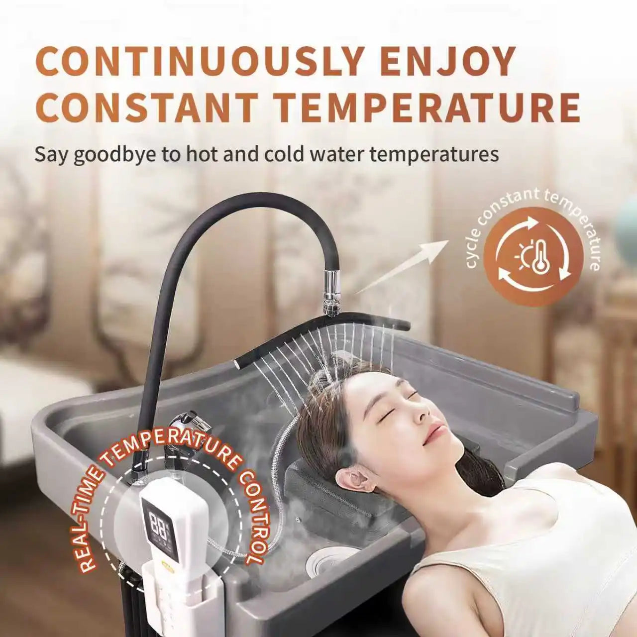 Salon Head Spa Water Frame – Pump, Heating & Rainfall Shower