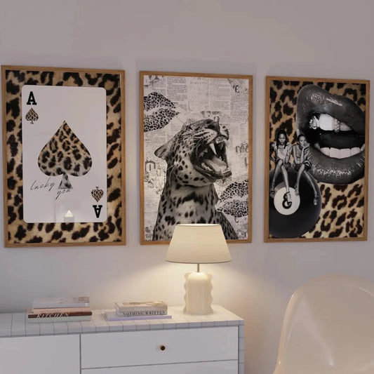 Lucky You Ace Card Cheetah Canvas Wall Art Print | Home Decor Canvas Wall Art Peaceful Pleasures Health and Wellness