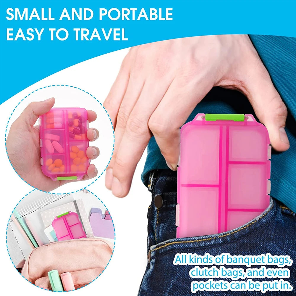1Pcs Portable Travel Med Wallet for 10/12 Grids, Pocket Pill Box Dispenser Suitable for Storing Fish Oil Vitamin Medication, Etc Peaceful Pleasures Health and Wellness