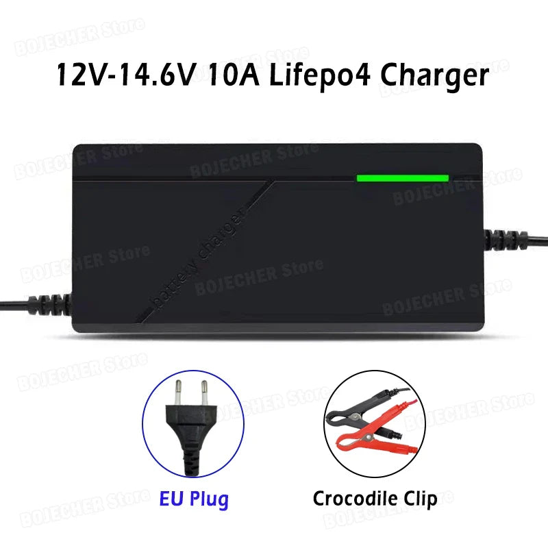 12V 10A Smart LiFePO4 Battery Charger 14.6V 4S AC110-240V