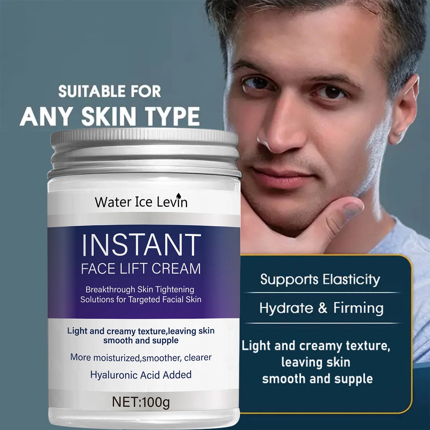 Instant Lifting Face Cream – Hyaluronic Acid & Collagen 100g Lifting Face Cream Peaceful Pleasures Health and Wellness