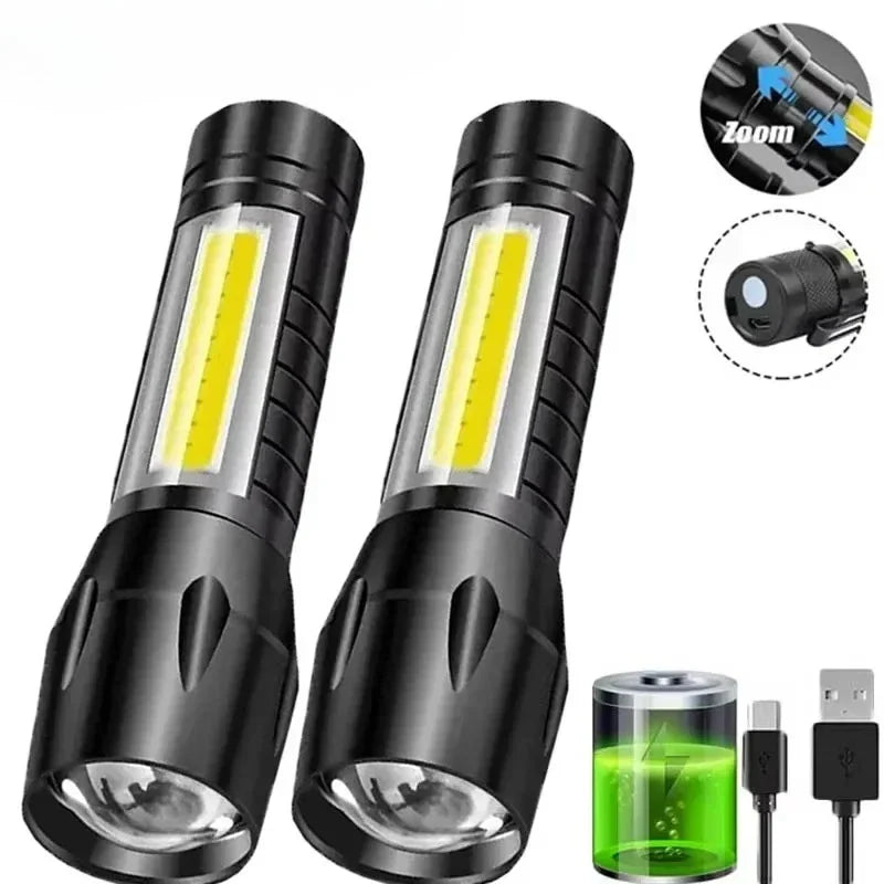 KDULIT COB+LED Zoomable Flashlight | USB Rechargeable Torch