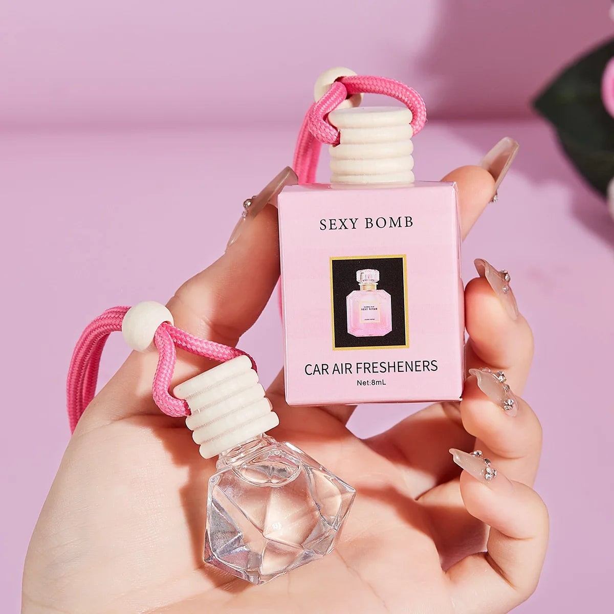 Pink Car Air Freshener Perfume Pendant – Fresh Scent