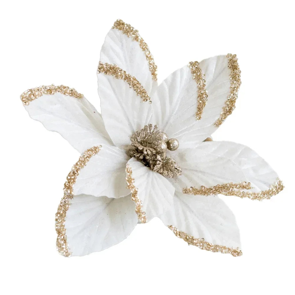 Glitter Poinsettia Artificial Christmas Flower | 30cm Handmade