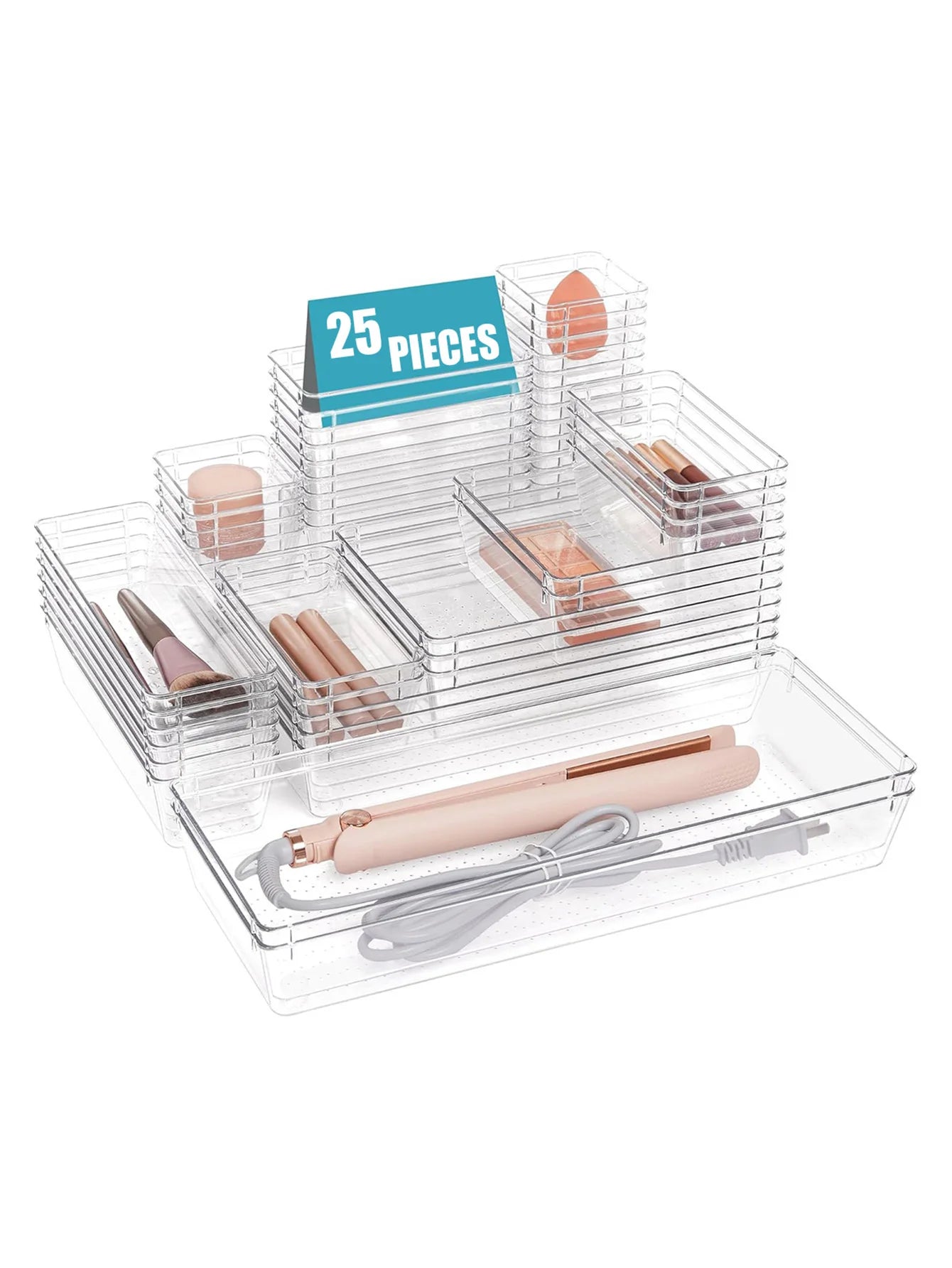 25-Piece Drawer Organizer Set – Modular Clear Dividers Home Organization Peaceful Pleasures Health and Wellness